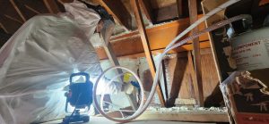 Foam insulation is being added to the west and north walls of Community 101 for added comfort and better energy performance. Photos submitted