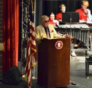 Guest speaker, John A. “Jack” Potucek recounted the history of America’s military branches during the celebration. Photos by Ursula Goff